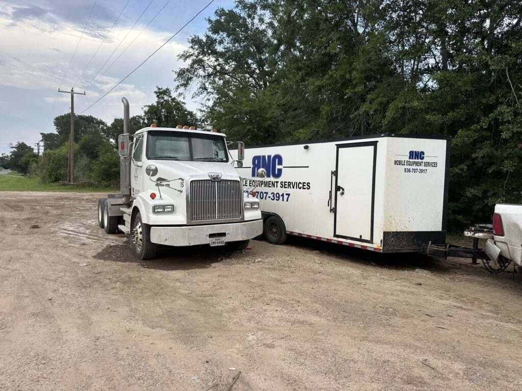Mobile mechanic service truck and trailer setup in East Texas